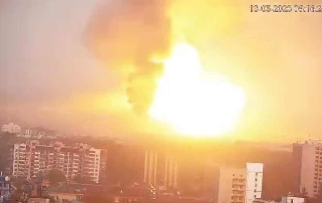 Terrifying moment enormous fireball and mushroom cloud erupts over Ukraine as Russia attacks ammunition silos