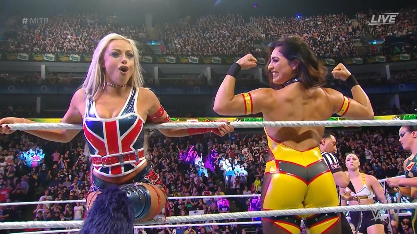 WWE star Liv Morgan in stunning tribute to F1 wag as she delights London fans with Money in the Bank outfit