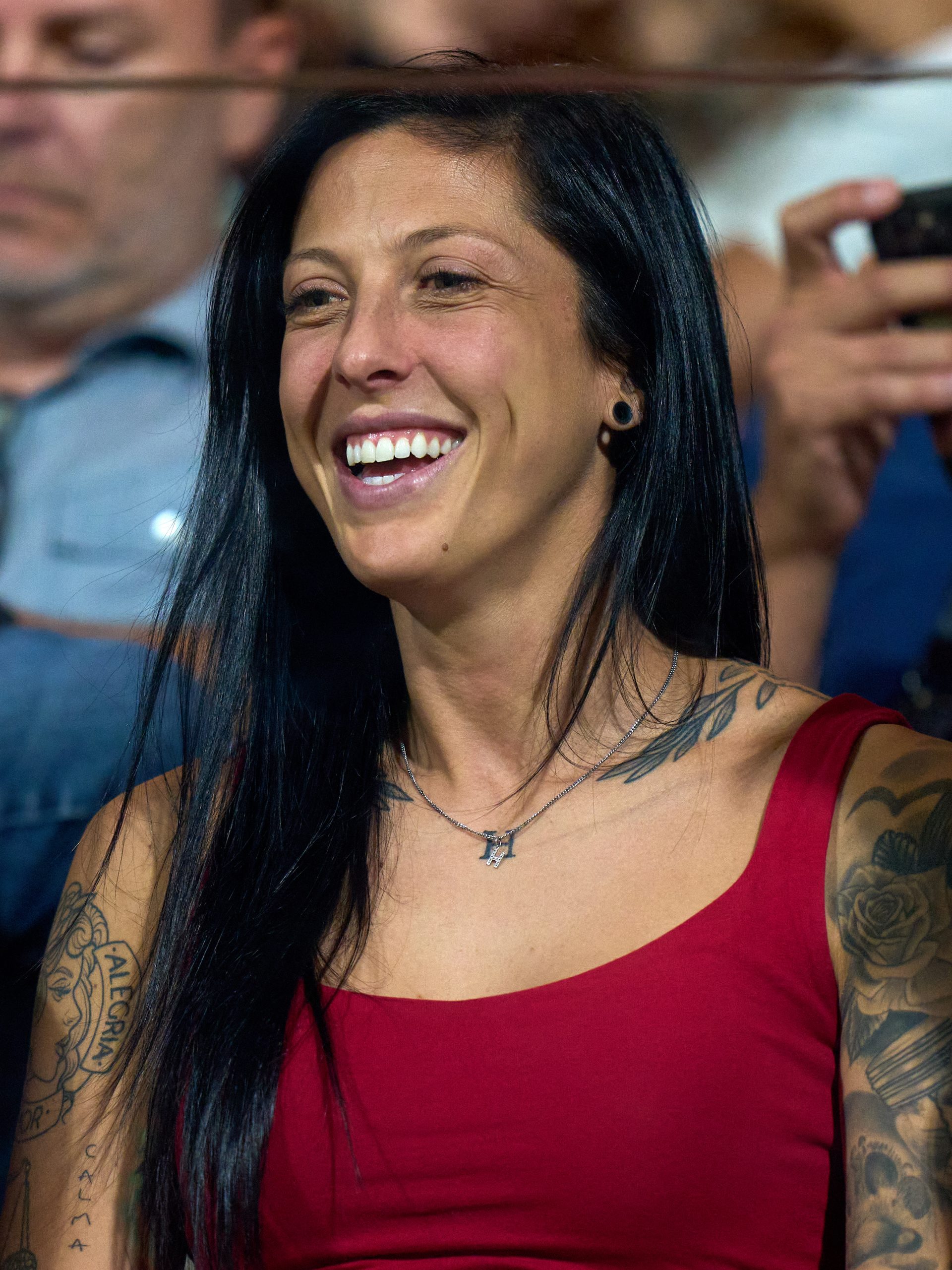 Jenni Hermoso beams from stands at football match as Sevilla stars wear t-shirts to support her amid kissgate scandal