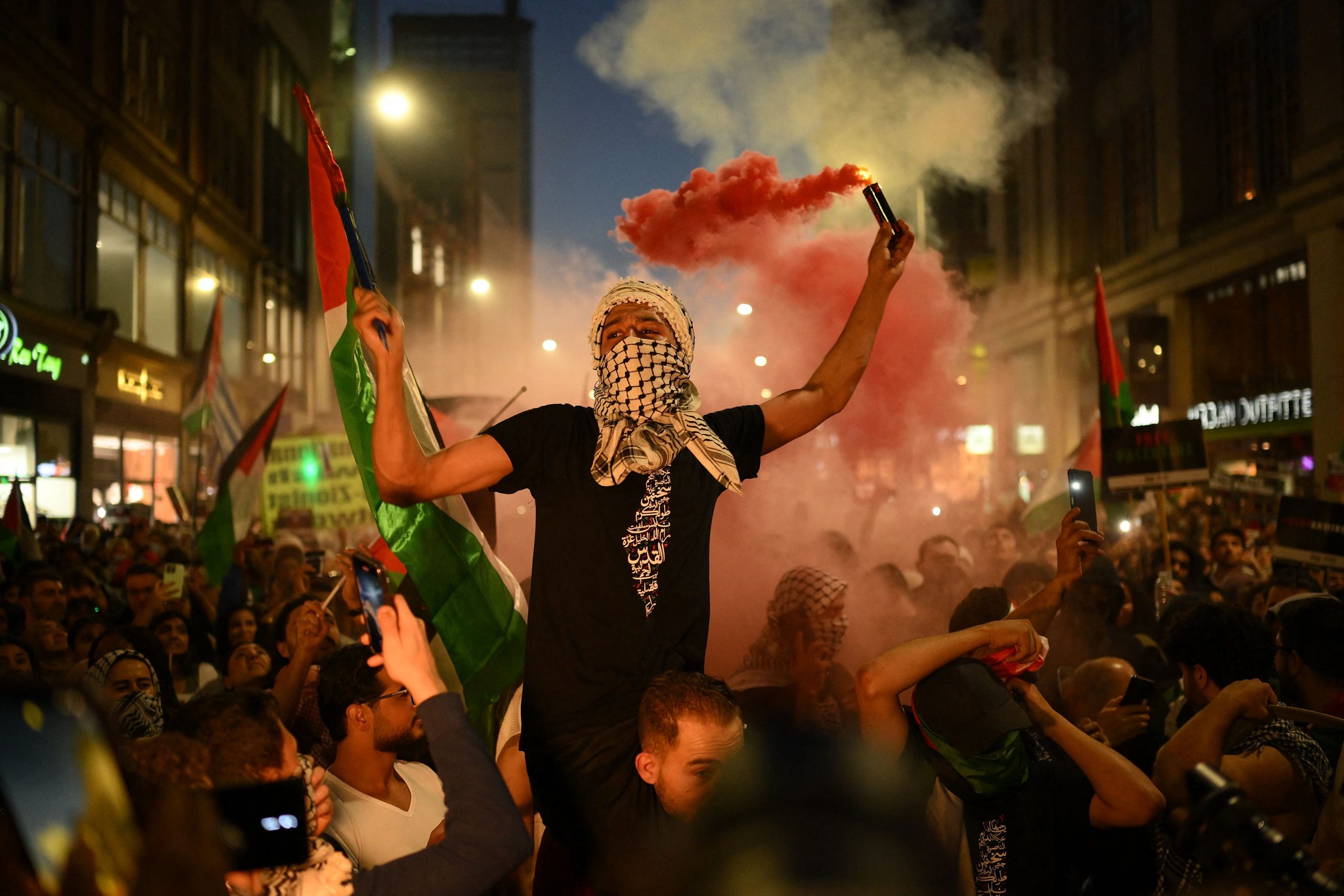 Israel and Palestine protesters clash in London as cops arrest three in night of fury on capital’s streets