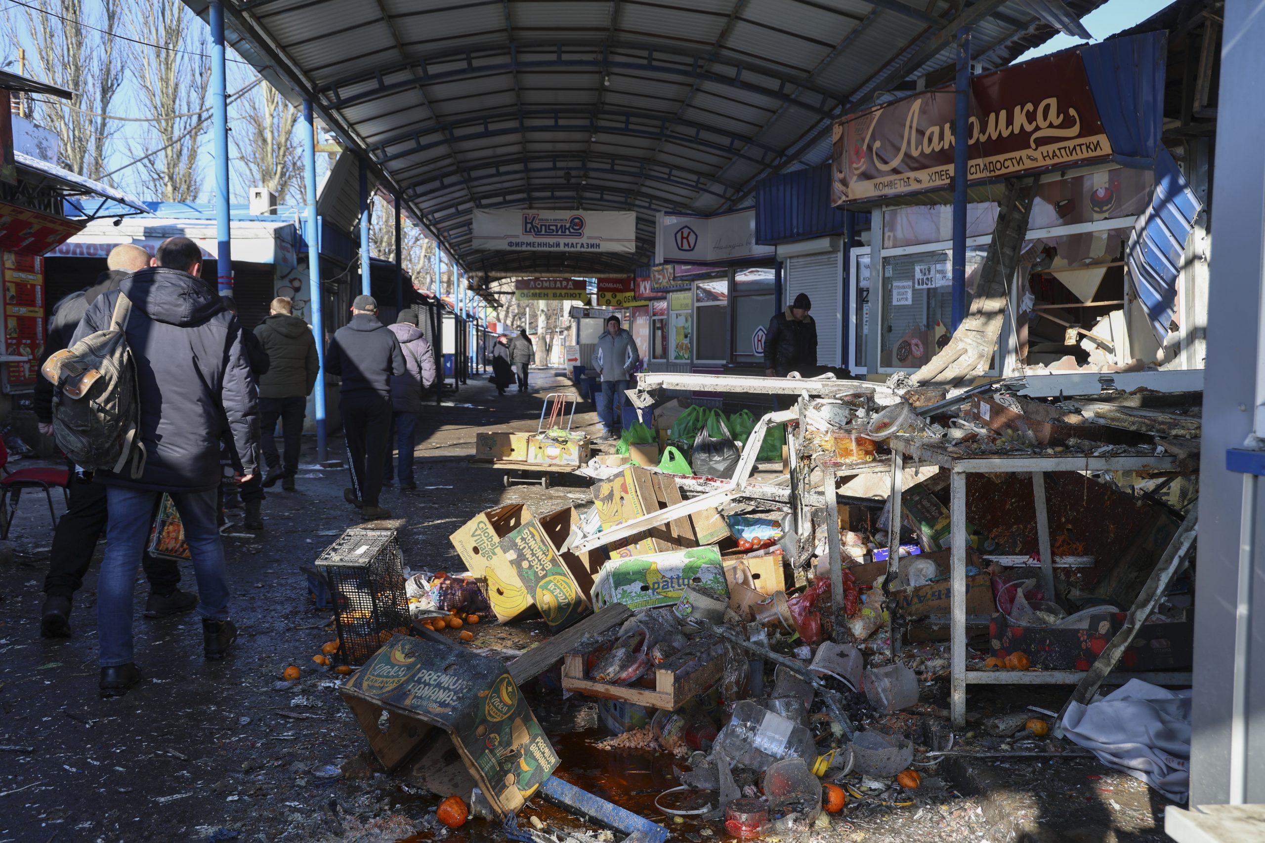 At least 27 feared dead after blast strikes shopping market in Russia-held Ukrainian city of Donetsk
