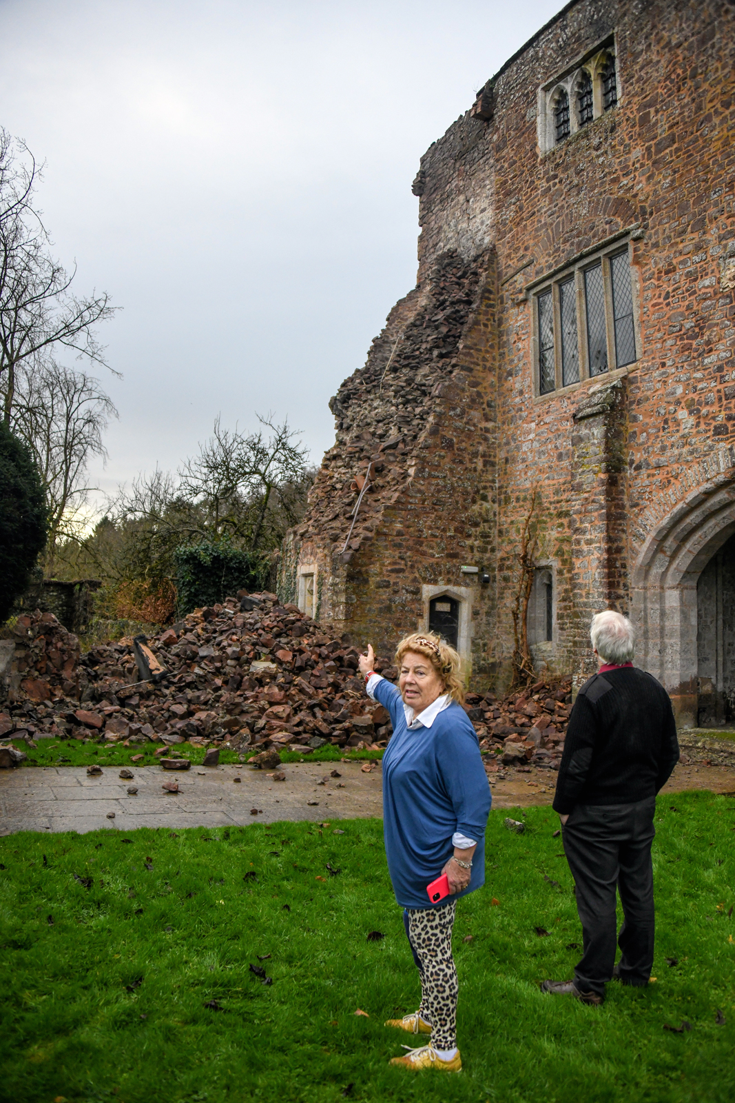 Castle’s thousand-year-old stone tower crumbles after being battered by Storm Gerrit