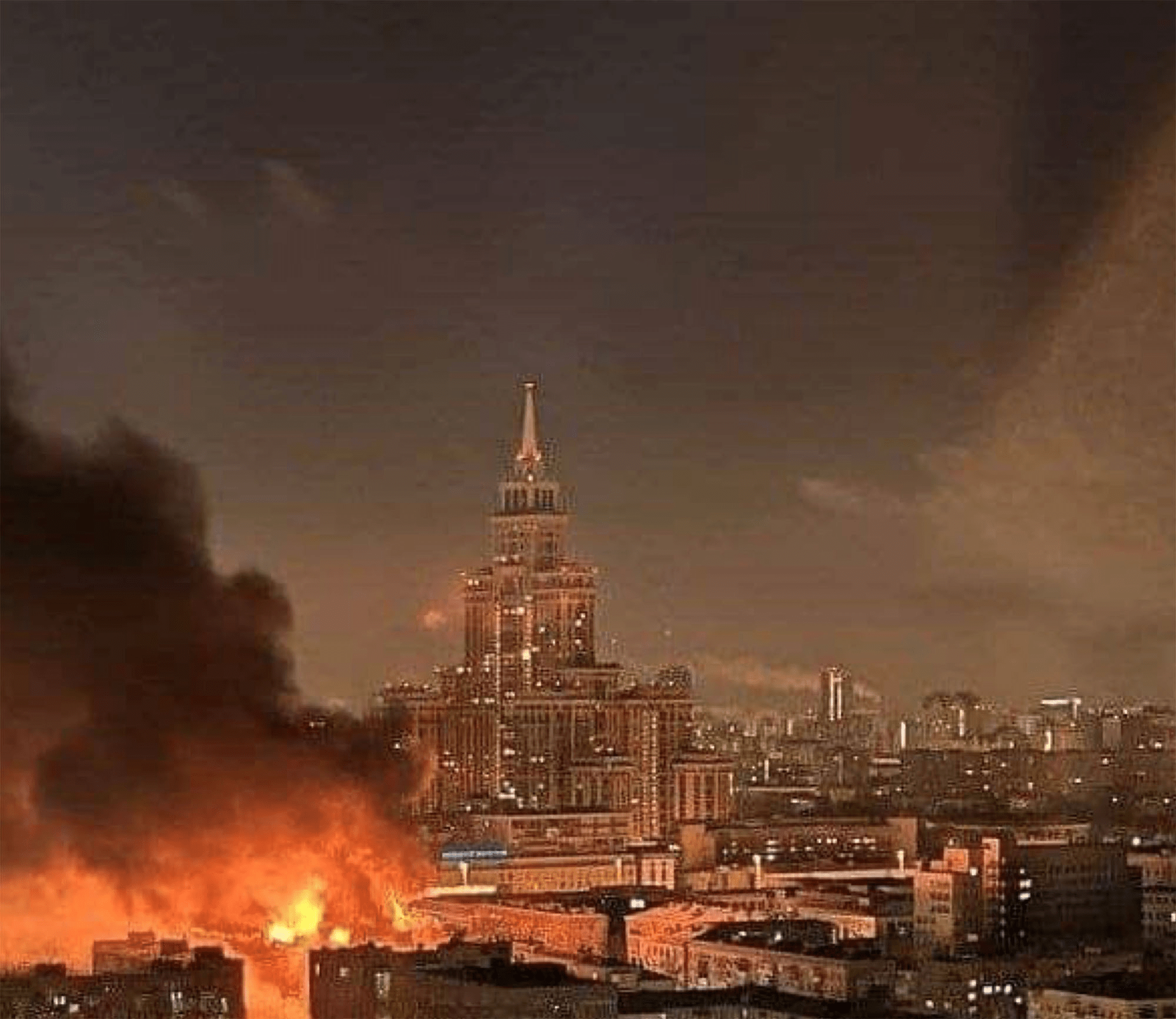 Russian oil refinery explodes in drone strike & huge fires burn in Moscow as Putin blitzed on night of Tucker interview