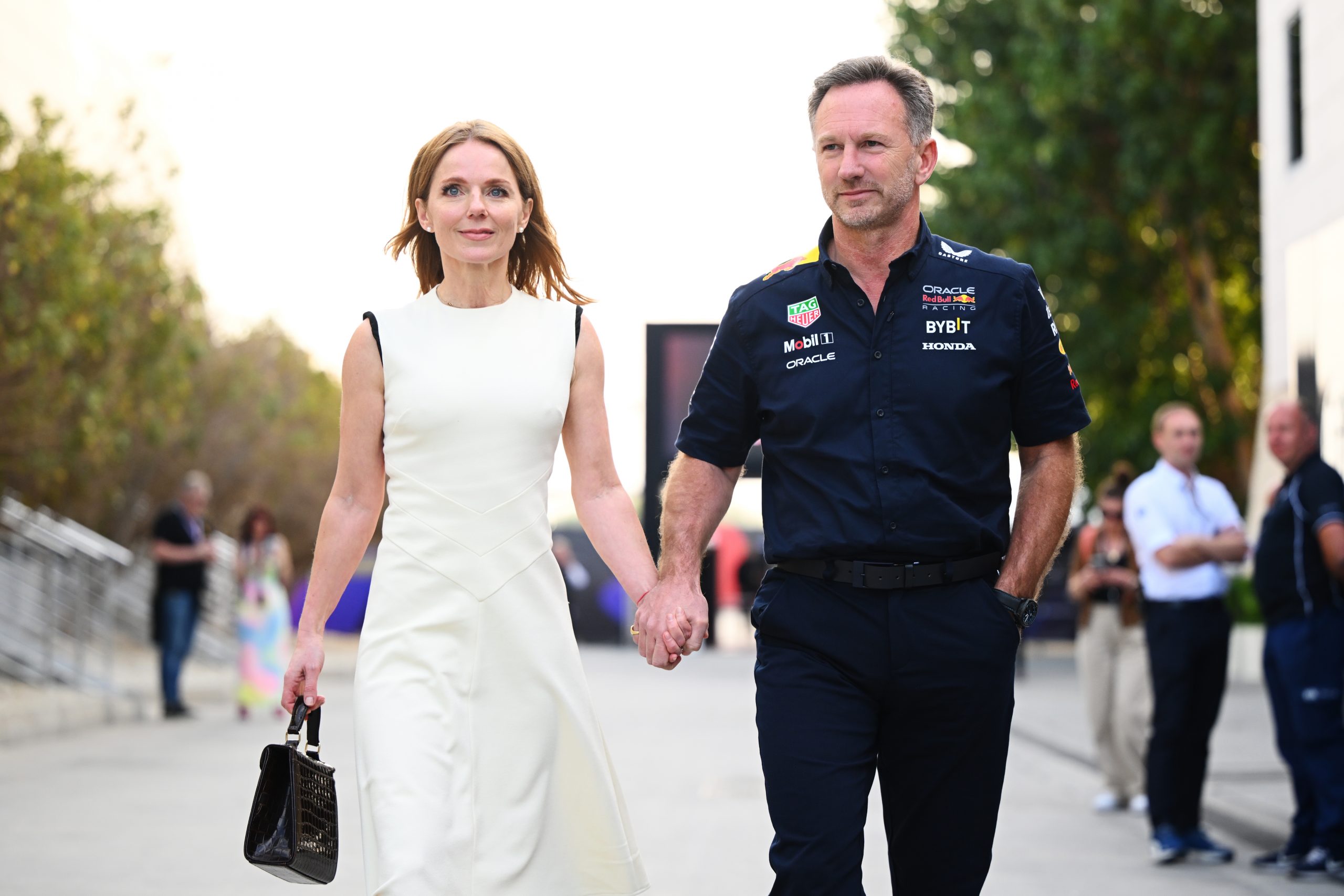 ‘Brave’ Geri Horner dresses in her signature white as she puts on a show of solidarity with husband Christian Horner