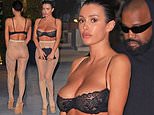 Bianca Censori exposes bare bottom in SEE-THROUGH nude tights for dinner date with Kanye West in LA – as her rapper husband is sued by ex Donda Academy employee