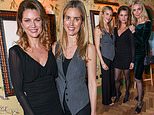 Frida Redknapp is the epitome of chic in grey waistcoat as she catches up with Jodie Kidd at nutritionist Gabriela Peacock’s book launch