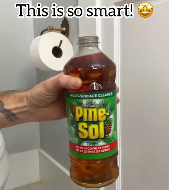 My Pine-Sol hack is so smart – it keeps a commonly ignored bathroom tool clean and the room smells extra fresh