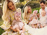 Paris Hilton introduces daughter London! Star shares adorable first snaps of her baby girl five months after her birth as she poses for family snaps with Carter Reum and son Phoenix