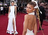 Zendaya cements her best-dressed status in sparkly white tennis-themed gown with daring thigh-high slit as she arrives at UK premiere of her VERY racy new film Challengers