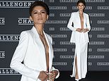 Zendaya pulls off yet another show-stopping red carpet look as she bares all under a white blazer and matching skirt at Challengers premiere in Rome