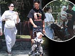 Jessie J looks effortlessly cool in white crop top and baggy joggers as she enjoys a family outing with her partner Chanan Colman and their son Sky, 1, in Los Angeles
