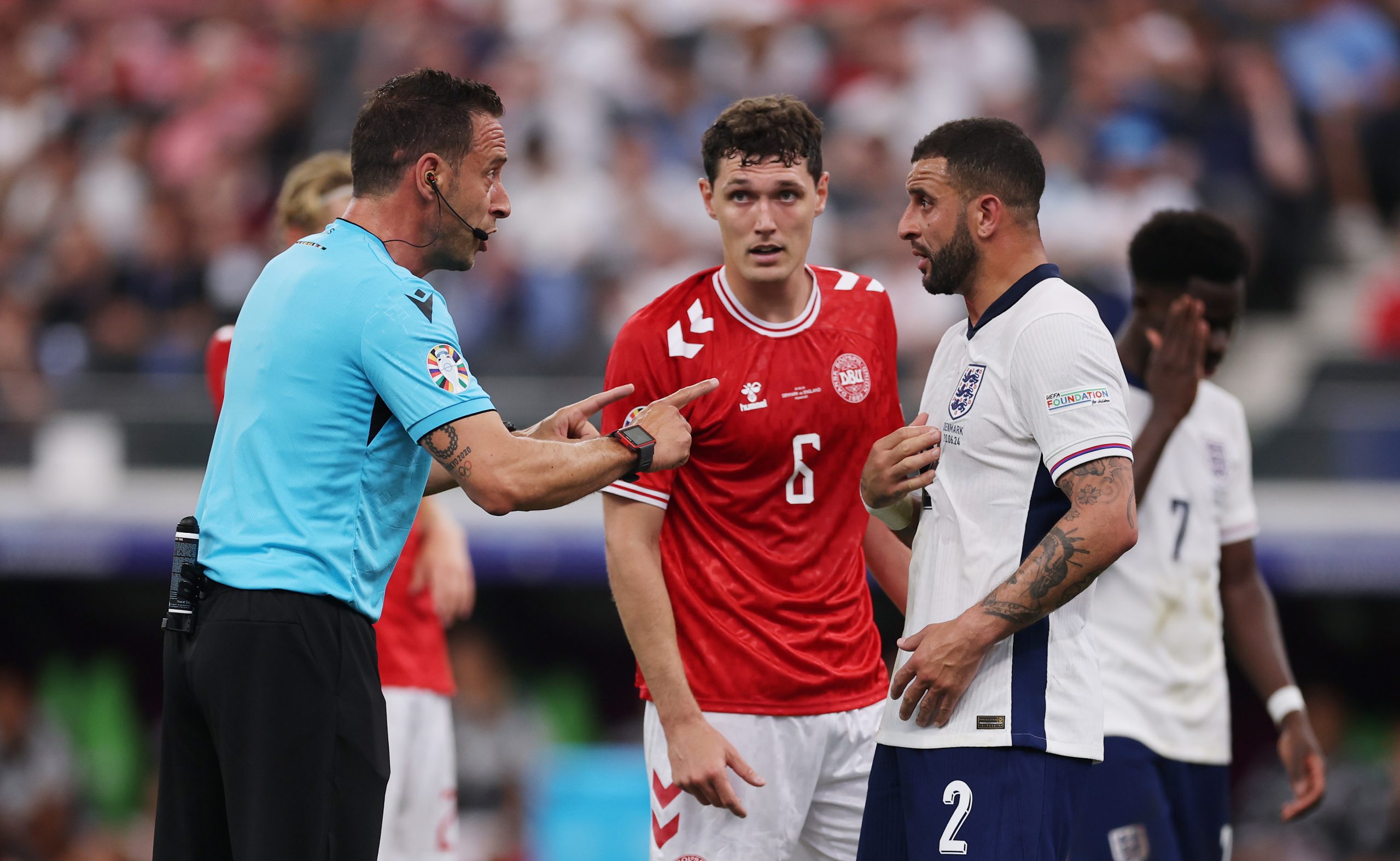 Eagle-eyed fans say ‘game is well and truly gone’ after spotting referee for England clash has Euros TATTOO