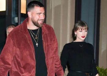 Travis Kelce cheers on fiancee Taylor Swift as she eyes nine awards